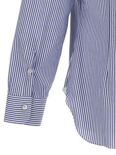 Striped light oxford cotton shirt with button closure, long cuffed sleeves.BARBAStriped shirtTrue to size fit Collar size Herno Jacket, Formal Loafers, Blue Striped Shirt, Cutaway Collar, Sweatpants Shorts, Blazer Vest, Short Leggings, Knitwear Cardigan, Fine Fabric