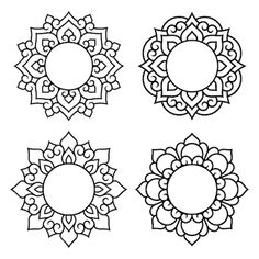 four circular designs in black and white