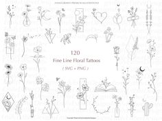 the line floral tattoos are available for purchase