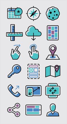 a bunch of icons that are in different colors