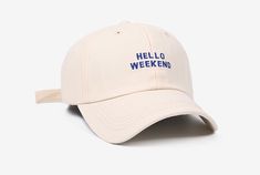 Hello Weekend Hat available in 6 different colors. Getting in the weekend with style! Key Characteristics: Strap Type: Adjustable Material: Cotton Shipping Guaranteed safe + secure checkout 100% money back guarantee Not sold in stores, limited quantity available Adjustable Green Baseball Cap For Everyday Summer Use, Adjustable Trucker Hat For Everyday Summer Use, Trendy Beach Dad Hat, Trendy Vacation Dad Hat Snapback, Casual Beach Baseball Cap For Spring, Trendy Dad Hat For Vacation And Spring, Casual Beige Trucker Hat For Spring, Trendy Dad Hat For Spring Vacation, Comfortable Curved Brim Summer Hat