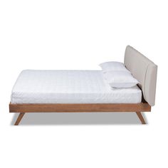 Baxton Studio Brita Mid-Century Modern Light Beige Fabric Upholstered Walnut Finished Wood Queen Size Bed FredCo theFredCo Wood King Size Bed, Walnut Bed, Mid Century Modern Fabric, Modern Platform Bed, Beige Bed, Mid Century Modern Lighting, Wood Bed, Baxton Studio, Fabric Bed