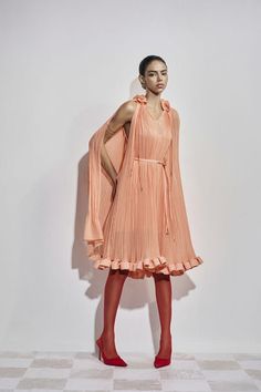 Carnation Drop Waist V-Neck Chiffon Midi Dress | MEAN BLVD Silk V-neck Summer Cocktail Dress, Feminine Evening Chiffon Dress With V-neck, Chic V-neck Chiffon Cocktail Dress, Spring Pre-draped Asymmetrical Midi Dress, Spring Chiffon V-neck Dress For Wedding Guest, Chic Chiffon V-neck Midi Dress, Spring Wedding Guest Chiffon Dress V-neck, Spring Wedding Guest Chiffon V-neck Dress, Spring Pre-draped Flowy Dress