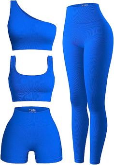 4 piece fitness set Great for working out at the house and at the gym Multiple colors available Estilo Fitness, Training Clothes, Jogging Suit, High Waist Shorts, Shoulder Tops, Workout Sets, Tracksuit Set, Tracksuit Women, Short Leggings