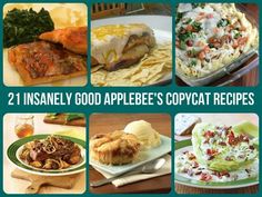 twelve images with different food items and the words, 12 insanely good applebee's copycat recipes