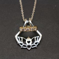 "A Delicate Lotus Ring Holder Necklace for Spiritual Seekers. 'Can you imagine how painful can be when you lost your wedding ring in the middle of the mountain?' Instead of keeping the ring in your pocket or asking your husband to keep it, you can keep your ring safe from loss or scratches. The necklace really a lifesaver for you and your loved one. Keep you from all the headaches and frustration. Designed and Inspired by nature. The ring is not included in the purchase. -- EASY TO KEEP THE RING Spiritual Sterling Silver Jewelry For Wedding, Flower Ring Holder, Wedding And Engagement Ring, Lotus Flower Ring, Ring Holder Necklace, Lotus Ring, Gemstones Jewelry, Necklace Wedding, Jewelry Beads