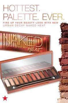 Summer is heating up now that the Urban Decay Naked Heat palette is finally here. Fire up your beauty look with 12 all-new, amber-hued eyeshadow shades. From matte red-browns to metallic copper, there’s so many ways to create a hot new look. Click to shop at Macy’s. Urban Decay Naked Palette, I Love Makeup, Kiss Makeup, Makeup Goals, Makeup Palette, Love Makeup, Urban Decay, Beauty Secrets, All Things Beauty