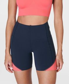 Our high-waisted workout shorts designed for extra support and coverage. Stretchy fabric is sweat-wicking and quick-drying. Super high-waisted design with two side pockets. Bonded waistband for extra compression and flattering seamlines for a streamlined look. Inseam length: 15cm / 6". Model wears size S and is 178cm/5'10" tall. Style Code: SB9313Colour: Navy Blue Waist Workout, Running Leggings, Yoga Shop, Gym Yoga, Sweaty Betty, Yoga Shorts, Clothes Shop, Designer Shorts, Skorts