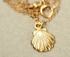 Gold shell necklace - tiny shell necklace - sea shell necklace - a tiny gold sea shell on a 14k gold vermeil chain This perfectly cute and tiny 14k gold vermeil sea shell hangs happily from a 16 inch 14k gold vermeil chain. Please feel free to select a different length chain if you prefer! This little beauty measures 10mm and is also available in sterling silver :) ♥ Need a set of matching earrings? https://www.etsy.com/listing/481107139/tiny-gold-shell-earrings-clam-shell?ref=shop_home_active_1 Dainty Gold Shell Charm Necklace, Dainty Gold Shell-shaped Necklace, Dainty Gold Shell Necklace, Gold Shell Necklace, Sea Shell Necklace, Seashell Necklace, Clam Shell, Shell Necklace, Shell Earrings