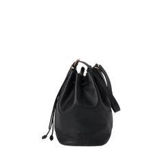 Miu Miu bucket bag in fine calf leather  Adjustable buckle shoulder strap  Drawstring closure  Approx. 11.4"H x 6.7"W x 5.1"D Made in Italy Travel Size Perfume, Evening Flats, Leather Bucket Bag, Leather Bucket, Cleanser And Toner, Pump Sandals, Bergdorf Goodman, Handbags On Sale, Belt Bag