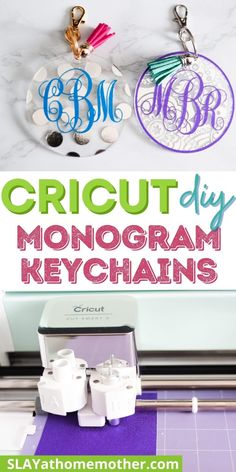 the cricut diy monogram keychains are on display