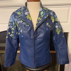 Colleen Lopez Embroidered Faux Leather Jacket Blue Xs New * New Without Tags * Great Fit * Excellent New Condition * Soft Leather Feel * Embroidered With A Beautiful Floral Design * Great For Everyday Wear ** Surprise Gift Included! Blue Long Sleeve Leather Jacket For Spring, Blue Leather Jacket For Spring, Fitted Blue Biker Jacket For Spring, Fitted Leather Jacket With Floral Embroidery For Winter, Casual Blue Leather Jacket With Zipper Closure, Blue Embroidered Hooded Outerwear, Blue Long Sleeve Outerwear With Graffiti Print, Fitted Long Sleeve Embroidered Leather Jacket, Winter Floral Embroidered Fitted Leather Jacket