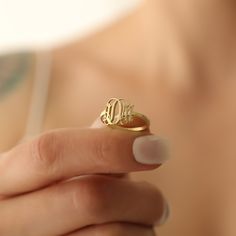 This beautiful ring is handmade using pure 925 sterling silver with your personalized initials in monogram. A stylish, unique accessory that makes a great gift to show somebody (or yourself, because you matter ♥) that you're thinking of them. Perfect for graduations, wedding events, holidays, Mothers' day, and birthdays. Colors: Silver Gold Rose Gold Other styles are available in our shop at https://www.etsy.com/shop/GoldPersonalized. Please contact us if you have any questions or requests/ideas Fine Jewelry Personalized Initial Promise Ring, Fine Jewelry Personalized Initial Ring For Promise, Personalized Initial Fine Jewelry Ring For Promise, Elegant Adjustable Engraved Ring With Custom Name, Elegant Engraved Ring With Custom Name, Sterling Silver Initials Ring For Anniversary, Classic Customizable Initial Ring As Gift, Elegant White Gold Initial Ring For Personalized Gift, Adjustable Personalized White Gold Initial Ring