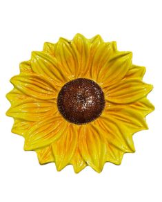 a yellow sunflower is shown on a white background