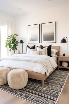 Interior Design Inspo Magnolia Guest Bedroom Ideas, Light Bedroom Ideas, Rug Size For King Bed, Modern Guest Bedroom, Simple Bed Designs, Minimalist Bedroom Decor, Simple Bed, Bedroom Refresh, Simple Bedroom