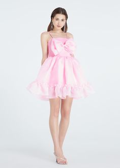 "SGinstar Kristy sweet pink bow mini dress cocktail party dress -Made to order for every sizes -For the perfect dress and fast ship please give me your size ( bust, waist and hips) -Please check my sizes chart before ordering -Dress made with polyester organza fabric -back size has a zipper -a straps can be take off -Color: more than 18 colors -Dry clean only SGinstar Size Guide UK4/US0/EU32/AU4 Bust 31\"(78cm.) Waist24\"(60cm.) Hips33\"(83.5cm.) UK6/US2/EU34/AU6 Bust32\"(80.5cm.) Waist25\"(63cm Cocktail A-line Mini Dress With Bow, Cute Pink A-line Mini Dress, Chic Spring Dress With Pink Bow, Evening Organza Dress With Bow, A-line Mini Dress With Bow For Prom, Party A-line Dresses With Bow, A-line Mini Dress With Bow For Wedding, Flirty Mini Dress For Wedding Party Season, Elegant Organza Dresses With Bow