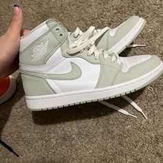 Worn Only A Few Times. Very Good Condition. Jordans Sage Green, Light Green Jordans, Sage Green Jordans, Nike Shoes Woman, Richy Rich, Nike Tns, Sea Foam Color, Green Jordans, Preppy Shoes