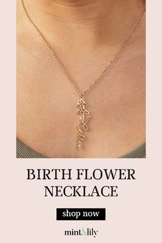 Wear this dainty birth flower necklace with any outfit to elevate your look. This piece of jewelry is the perfect accessory and can be a great gift for any flower lovers. Gold Name Necklace With Flower Shape, Gold Flower Necklace With Name, Gold Flower-shaped Name Necklace, Flower Charm Jewelry For Mother's Day Anniversary, Mother's Day Anniversary Jewelry With Flower Charm, Flower Charm Jewelry For Birthday, Flower Pendant Jewelry For Valentine's Day Birthday Gift, Birthday Jewelry With Flower Charm, Birthday Flower Charm Jewelry