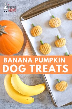 banana pumpkin dog treats on a baking sheet