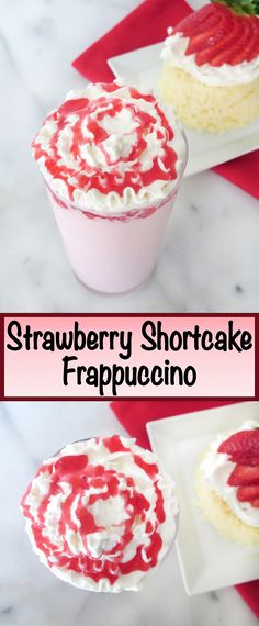 strawberry shortcake frappuccino with whipped cream on top