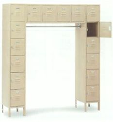 a large metal locker with many drawers