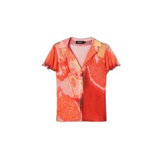 Brand: Desigual Gender: Women Type: Shirts Season: Spring/Summer PRODUCT DETAIL • Color: orange • Pattern: floral • Fastening: slip on • Sleeves: short • Neckline: round neck COMPOSITION AND MATERIAL • Composition: -4% elastane -96% polyester • Washing: machine wash at 30° Summer Orange V-neck Blouse, Orange V-neck Shirt For Summer, Orange V-neck Summer Shirt, Peach V-neck Summer Blouse, Summer Peach V-neck Blouse, Peach Short Sleeve T-shirt For Summer, Orange Printed V-neck Top, Orange Short Sleeve Shirt For Vacation, Summer V-neck Shirt With Graphic Print