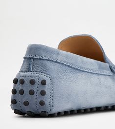 Man LIGHT BLUE Gommino Driving Shoes in Nubuck XXM64C000406RN9U200 | Tods Luxury Suede Slip-ons With Textured Sole, Designer Slip-ons With Rubber Sole And Round Toe, Designer Slip-on Loafers With Rubber Sole, Luxury Calf Leather Slip-on Shoes, Luxury Slip-ons With Leather Lining For Galas, Luxury Slip-ons For Galas With Leather Lining, Luxury Calf Leather Slip-ons With Flat Heel, Luxury Leather-lined Slip-ons For Galas, Luxury Driving Moccasins