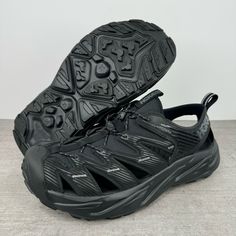 Hoka One One Hopara Hiking Sport Sandals Men's Size 10, 11 Black/Black 1106534 Brand New Without Box Hoka Black, Shoes Hoka, Hoka Shoes, Hoka One One, Sport Sandals, Mens Sandals, Flip Flop Sandals, Black Sandals, Flip Flops