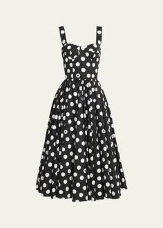 Dolce&Gabbana Polka-Dot Sweetheart Midi Dress Summer Polka Dot Dress With Sweetheart Neckline, Fitted Polka Dot Dress With Sweetheart Neckline, Elegant Polka Dot Dress With Sweetheart Neckline, Summer Polka Dot Dresses With Fitted Bodice, Sweetheart Midi Dress, Cocktail Jacket, Polka Dot Print, Lingerie Sleepwear, Bergdorf Goodman