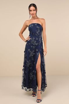 Rare Presence Navy Blue 3D Floral Embroidered Maxi Dress Long Blue Wedding Guest Dress, Floor Length Wedding Guest Dress, Navy Blue Bridesmaid Dresses Mismatched, Something Blue Bridesmaids, Wedding Guest Dress Blue, Bridesmaid Dresses Floral, Mismatched Bridesmaid Dresses Blue, Dark Blue Bridesmaid Dresses, Long Dress Bridesmaid