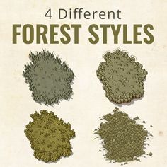 four different forest styles are shown in this graphic