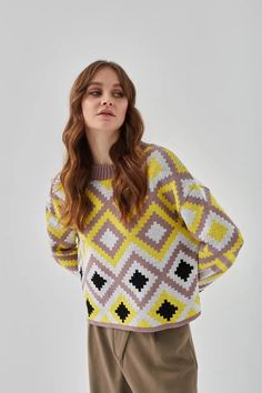 🌷Embrace the warmth and charm of the great outdoors with our Indie Cabincore Patterned Oversized Cozy Yellow Knit Sweater. This delightful pullover combines comfort and style, making it the perfect addition to your wardrobe for chilly days.  Crafted from soft, high-quality yarn, this oversized sweater features a unique Indie-inspired pattern that adds a touch of rustic elegance. Whether you're lounging at home or exploring nature, this cozy knit will keep you snug and stylish. Pair it with your favorite jeans or layer it over a dress for a versatile look that captures the essence of cabin life. ----------------------------------------------------------------------------------------------------- 🌷Machine knitting. Fabric: cotton 50%, 50% acryl --------------------------------------------- Long Sleeve Sweater With Fair Isle Pattern For Outdoor, Nordic Chunky Knit Sweater For Fall, Casual Knitted Outdoor Sweater, Jacquard Knit Oversized Sweater, Casual Outdoor Knitted Sweater, Casual Knitted Sweater For Outdoor, Oversized Jacquard Knit Sweater, Cozy Jacquard Knit Sweater, Oversized Casual Sweater With Fair Isle Pattern