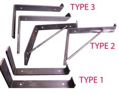 three types of metal brackets are shown with the words type 3, type 2 and type 4