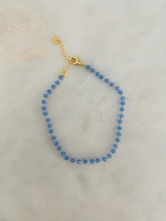 Blue Beaded Bracelets For Summer Party, Blue Tiny Beads Anklet For Gift, Blue Beaded Chain Anklets For Gift, Blue Beaded Chain Anklets As Gift, Blue Anklet With Tiny Beads For Gift, Trendy Blue Beaded Chain Bracelet, Trendy Blue Beaded Bracelet, Blue Round Beads Anklets For Gifts, Adjustable Blue Anklets For Party