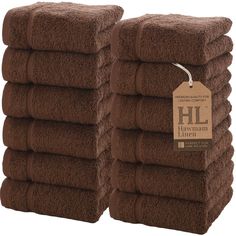 a stack of brown towels sitting next to each other