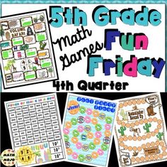 the 5th grade math game fun friday with pictures and words to help students learn how to use