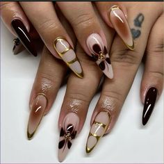 xiaohongshu nails, chinese trendy nails, korean trendy nails, long nails, nail inspo inspiration, nail tech, nail tutorial, cute nails, pretty nails, nail art, birthday nails, kpop nails, trendy nails, nail art, 3d nails Brown Nails, Fire Nails, Funky Nails, Fancy Nails, Dope Nails