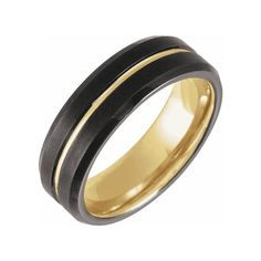 Experience the refined elegance of onyx with this stylish men's ring. Crafted from richly hued black onyx, this luxurious accessory lends subtle sophistication to any ensemble, a timeless addition to any jewelry collection. Available in 18k Yellow Gold & Black Tungsten Approximate Dimensions: 7mm Ring Width Modern Formal Bands With Polished Edges, Classic Matte Finish Jewelry Gift, Matte Black Elegant Jewelry For Formal Occasions, Elegant Matte Black Jewelry For Formal Occasions, Classic Black Signet Ring For Formal Occasions, Modern Matte Black Jewelry For Formal Occasions, Matte Black Modern Jewelry For Formal Occasions, Modern Black Formal Jewelry, Modern Black Signet Ring With Polished Edges