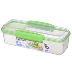 an image of a plastic lunch box with food in the bottom and lid on it