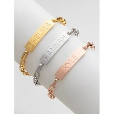 Embrace the edgy look of this name bracelet from our Urban Vibes collection! A bold nameplate is fastened onto an on-trend paperclip chain to create this striking design that will pair well with your modern wardrobe favorites. Choose from glittering Gold, shimmering Silver or radiant Rose gold. Treat yourself to this stylish bracelet or surprise your daughter or bestie with this stunning gift idea! Personalization cannot contain any special characters, emojis or shapes. Size: one size.  Gender: female.  Age Group: adult. Trendy Personalized Stainless Steel Bracelets, Adjustable Metal Chain Bracelet For Personalized Gifts, Trendy Silver Name Bracelets, Trendy Silver Personalized Bracelets, Trendy Silver Bracelets With Name, Silver Nameplate Bracelet, Silver Nameplate Bracelet Tarnish Resistant, Modern Metal Chain Bracelet Personalized, Adjustable Chain Bracelet With Custom Name