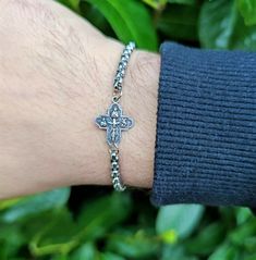 Nickel Free Silver Cross Bracelets, Nickel-free Silver Cross Bracelets, Nickel-free Cross Bracelet Gift, Silver Nickel-free Cross Bracelet, Silver Cross Bracelet, Spiritual Style, Spiritual Silver Cross Bracelet, Nickel-free Silver Cross Rosary Bracelet, Nickel Free Cross Bracelet With Spiritual Style, Nickel-free Cross Bracelet For Spiritual Style