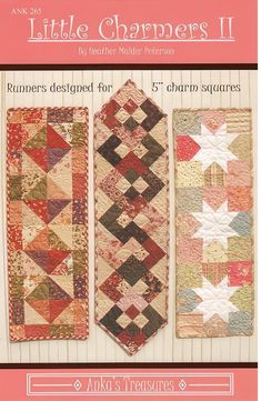 the cover of little charmers book, featuring two quilts and three different patterns