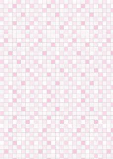 a pink and white checkered tile wallpaper with small squares on the bottom half