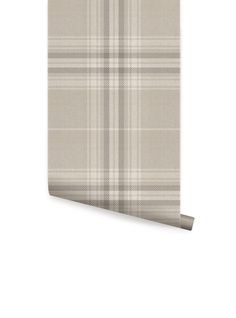 a beige and white plaid wallpaper with a large checkered pattern on the side