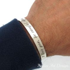 Men's Personalized Bracelet - Fathers day gift - Inspirational Sterling Silver Cuff - Nadin Art Design - Personalized Jewelry Groomsmen Presents, Gift For Dad Christmas, Bracelet Boyfriend, Personalized Cuff Bracelets, Fiance Birthday, Black Hoops Earrings, First Fathers Day Gifts, Diy Father's Day Gifts, Fake Jewelry