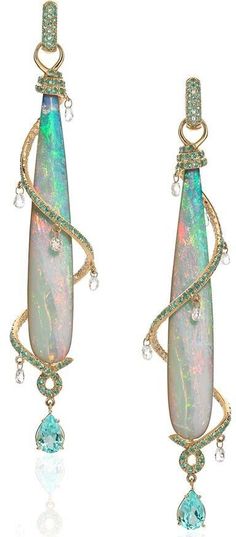 Opal Earrings Brioliette Yellow Gold Plated CZ Aqua Statement Jewelry for Women Kay Jewelry, Opal Earrings, Van Cleef, Opal Jewelry, Buying Jewelry, Turquoise Jewelry, Lalique, Luxury Jewelry, Online Jewelry