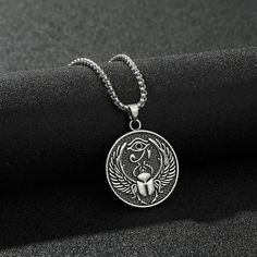 Ancient Egypt Necklace - Round Pendant Zinc alloy - Bricks Masons Egypt Necklace, Egyptian Sun, Egyptian Heritage, Round Eyes, Eye Of Horus, Eagle Head, Necklace For Men, Ancient Wisdom, Round Pendant