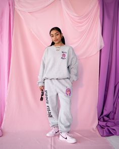 Our fav Payasita is back in an all-new pink color way! Rock these Payasita sweats solo or pair them with our Payasita Grey Sweater. We customized these sweats to have a baggy fit, so size down if you like your look a little more fitted. 40% Cotton 60% Polyester Baggy Sweats Outfit, Hard Fits, Matching Sweats, Sweats Outfit, Baggy Sweatpants, Sweat Set, Hand Screen Printed, Sweater Set, Fitted Sweater