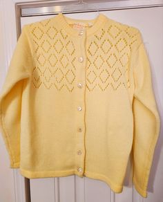 💛 Vintage Knit Yellow Geometric Cardigan Sweater By Full Fashioned 💛 Geometric Cardigan, Vintage Knitting, Brands Outlet, Cardigan Sweater, Sweater Outfits, Sweater Cardigan, Vintage Ladies, Vintage Outfits, Opal