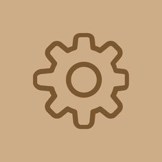 a brown icon with a gearwheel on it